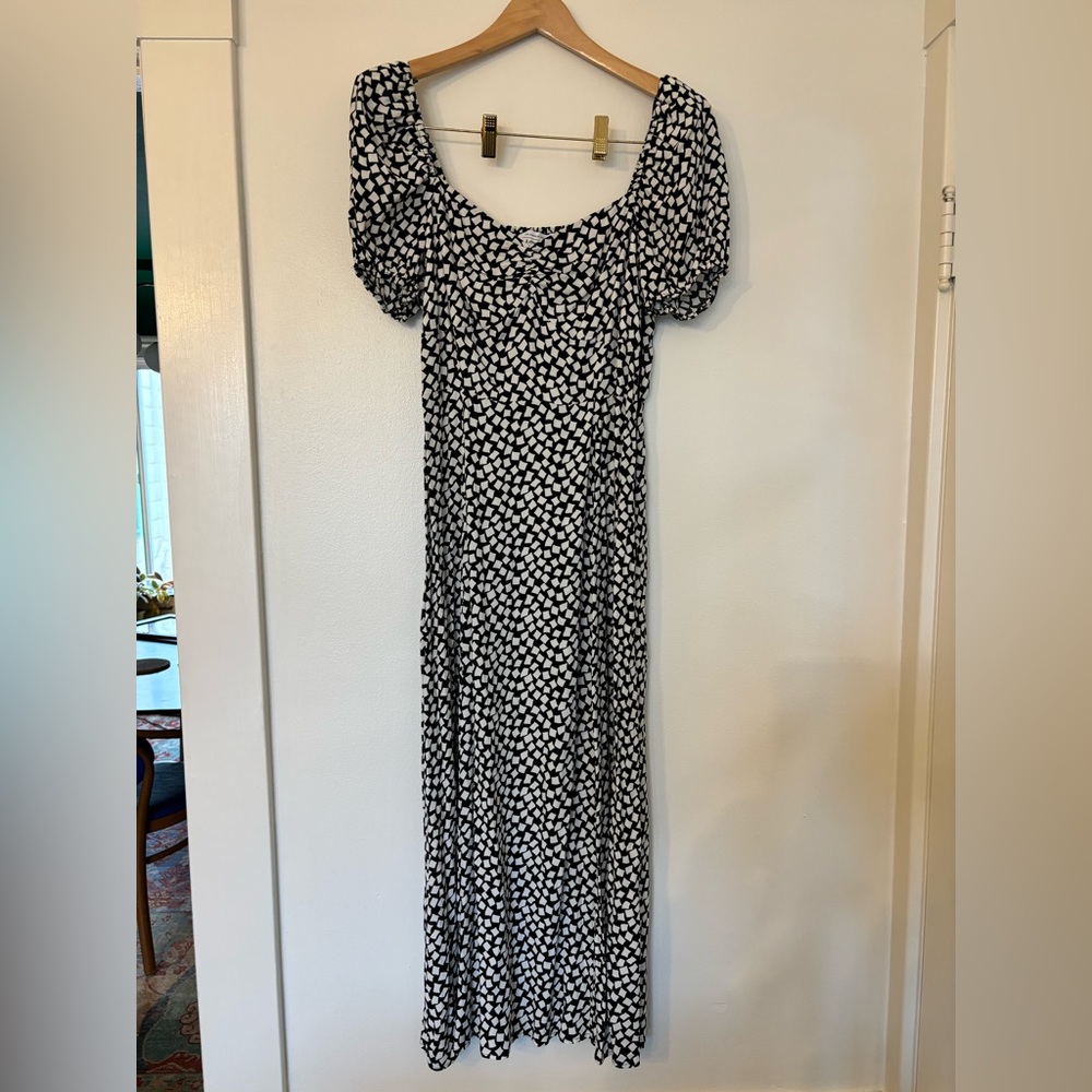 & Other Stories Women's Puff Sleeve Black Geometric Dress